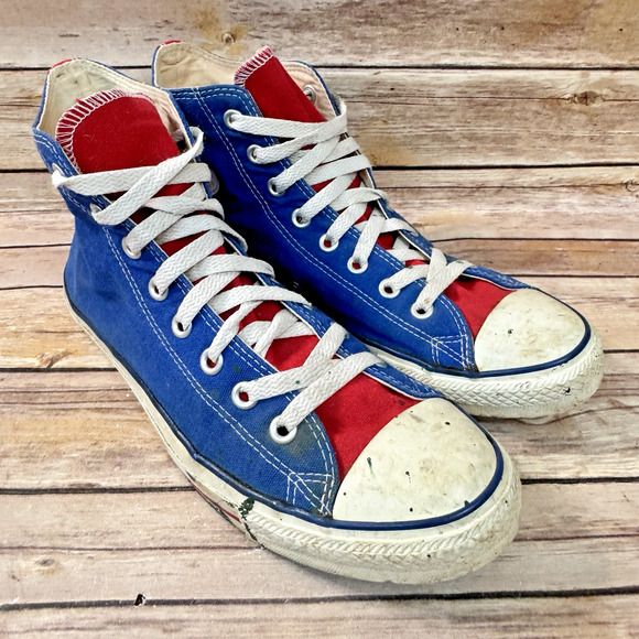 Converse All Star Chuck Taylor Blue Red White High Top Distressed Sneakers 10/12 main image 6